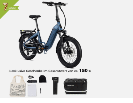 DERUIZ E Bike 20Zoll Klapprad Elektrofahrrad 500Wh Shimano 8G für Damen /Herren